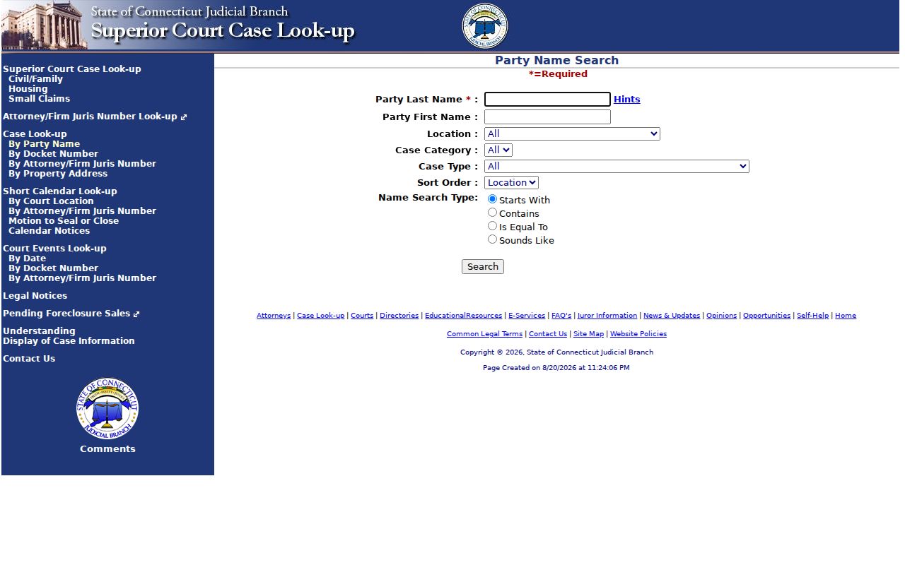Wallingford residents directory Connecticut civil court party search
