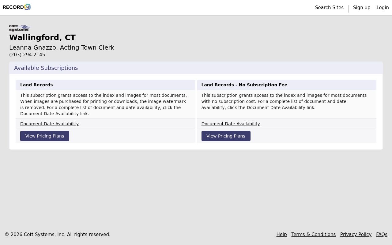 Wallingford residents directory Recordhub land record index