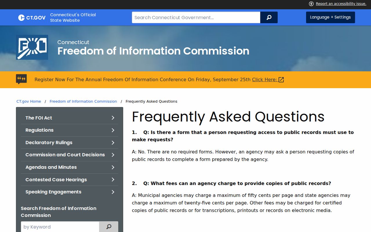 Wallingford resident lookup Connecticut FOI guidance